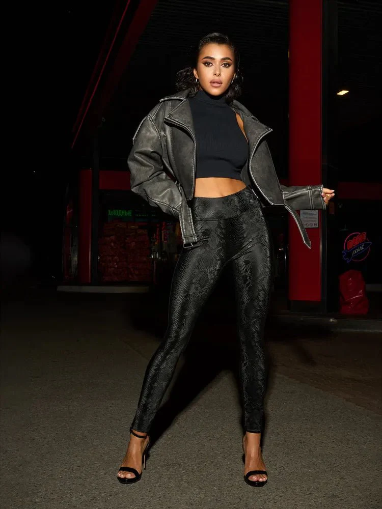 Leggings Leather Black Mamba - Image 16