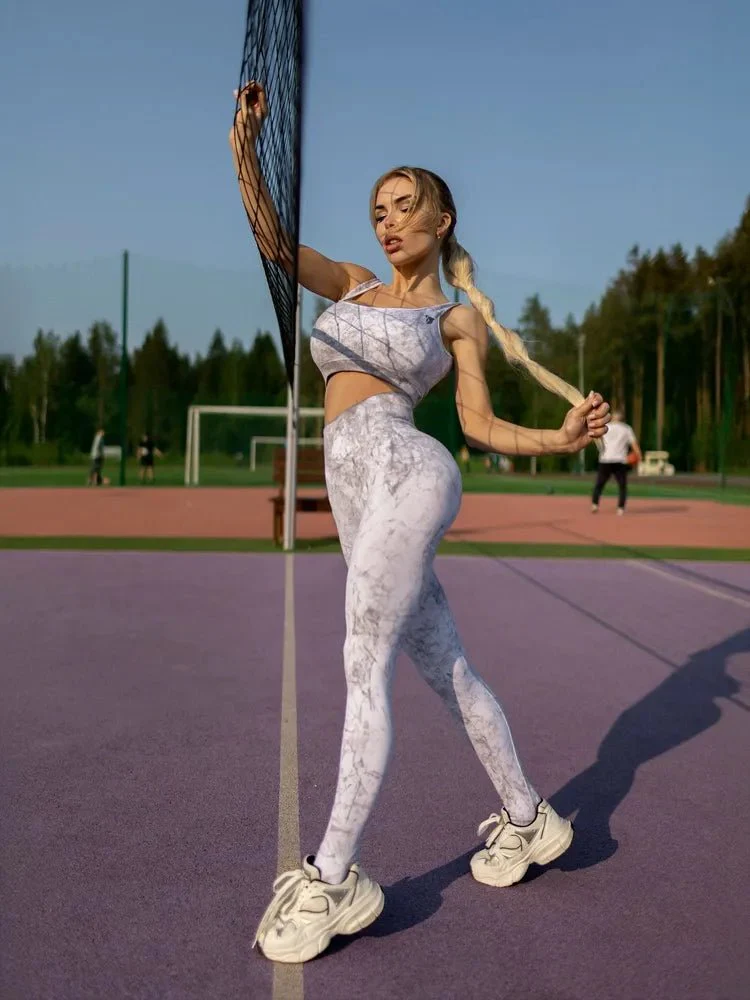 Leggings Seamless Marble White - Image 14