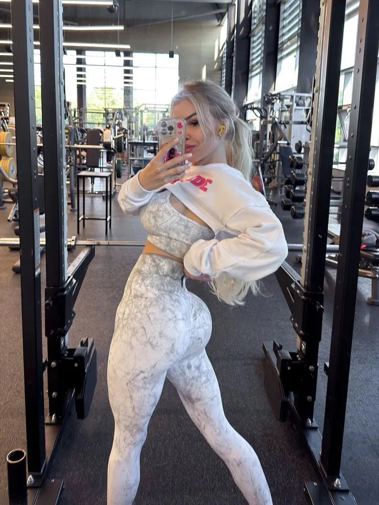 Leggings Seamless Marble White - Image 9