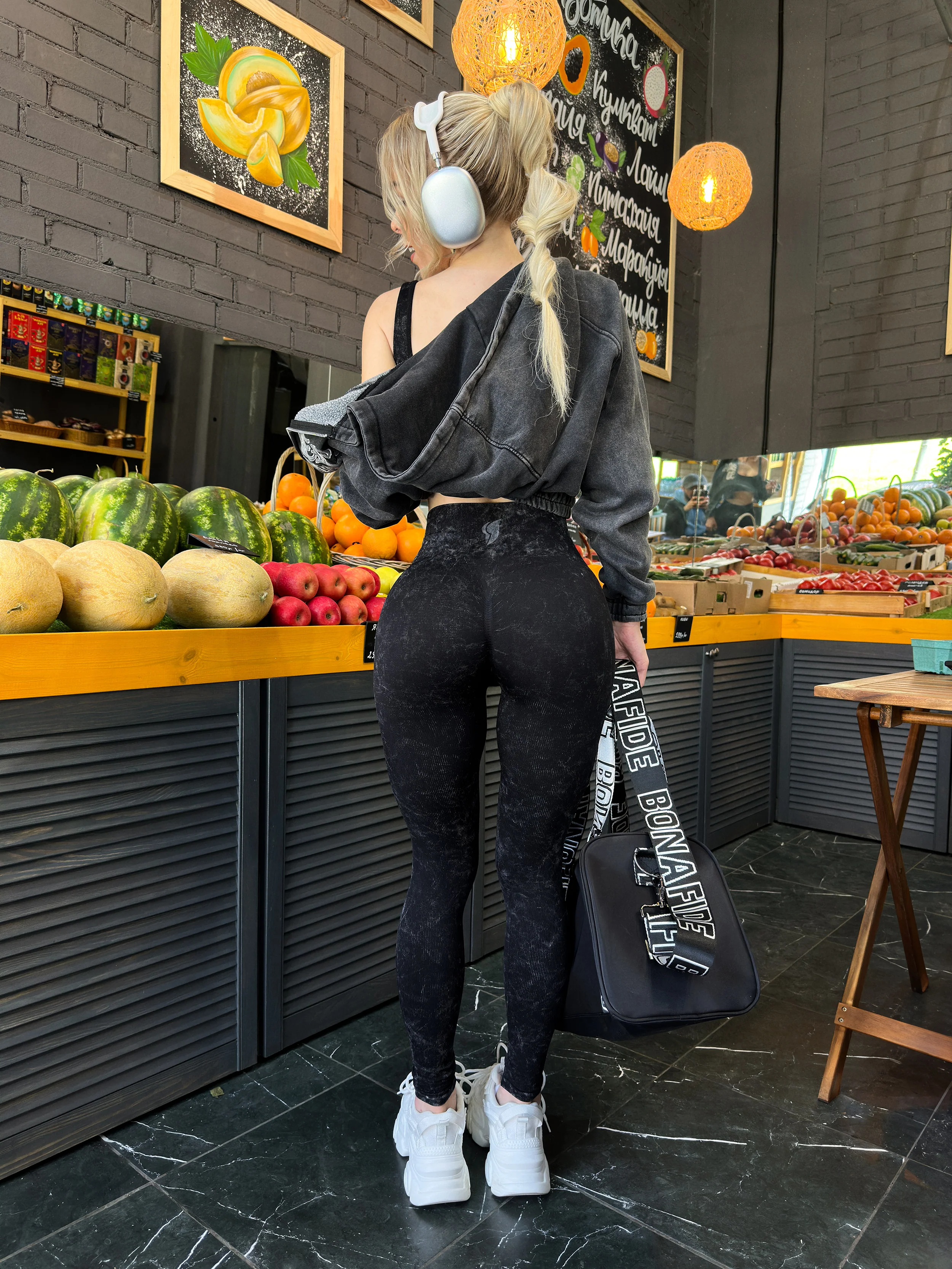 Leggings Seamless Marble Black - Image 3