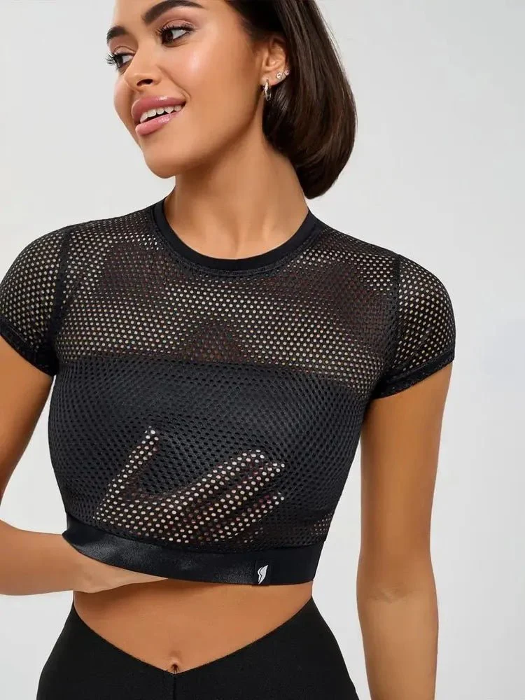 Workout Mesh Top Mini Rash Fresh Black - Image 11