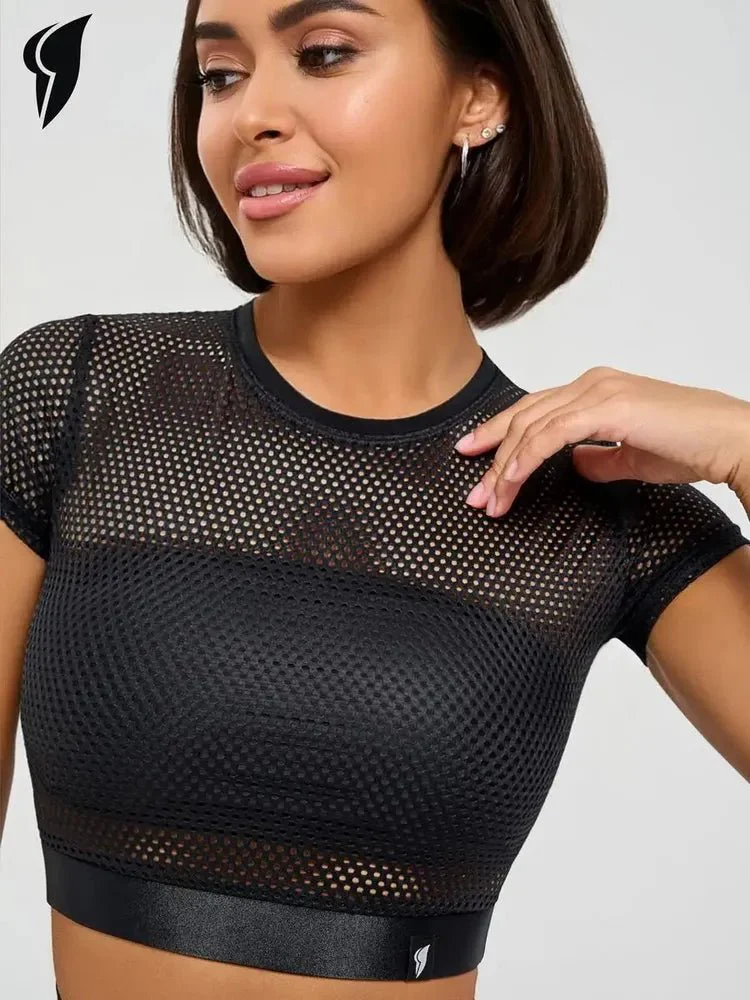 Workout Mesh Top Mini Rash Fresh Black - Image 12