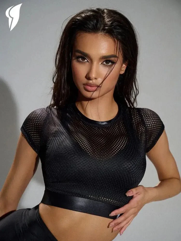Workout Mesh Top Mini Rash Fresh Black - Image 14