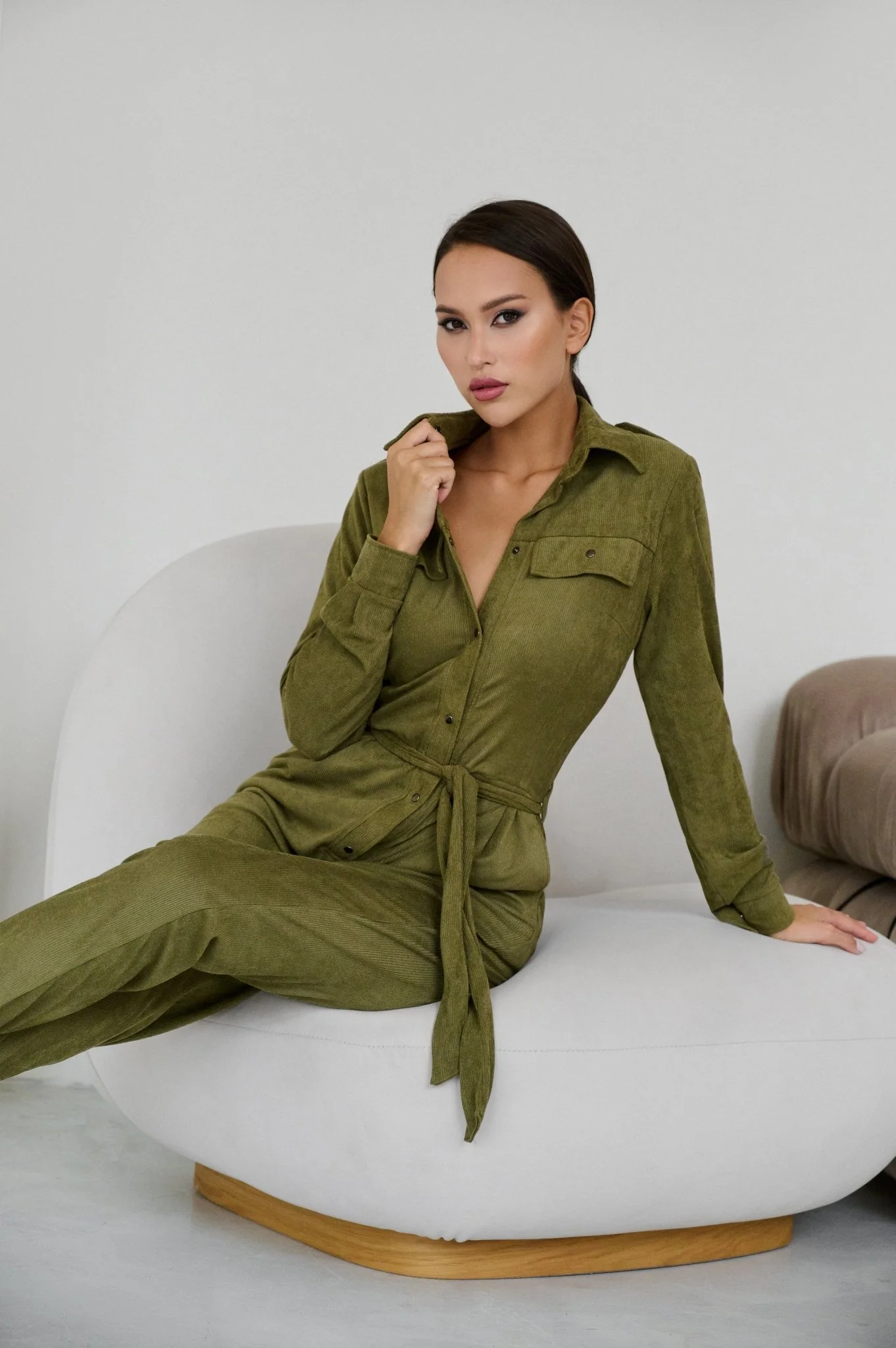 Safari Jumpsuit Khaki Velvet - Image 12