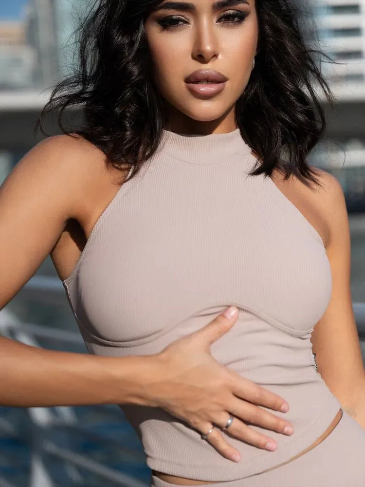 Workout Top Ribbed Beige - Image 2