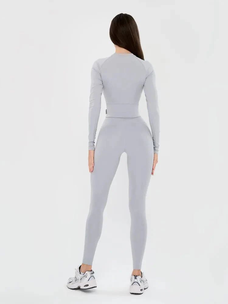 Workout Top Base Rash Light Gray - Image 14