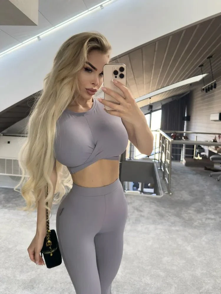 Workout Top Tied Up Top Gray - Image 12